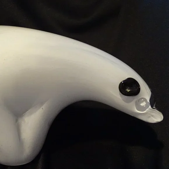 Polar bear - collectible vintage crystal, signed by Mario Brogi